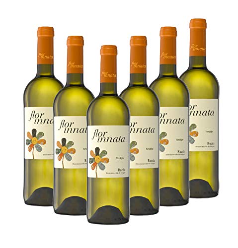 Nueva Añada Flor Innata Caja de 6, Vino Blanco Verdejo Rueda Valdecuevas, x6, 750 ml, Coupage Verdejo y Sauvignon Blanc 6 botellas