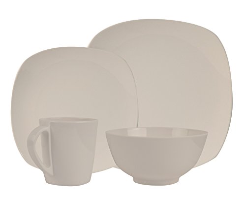 NUEVO Purely marfil blanco/para 4 personas (16 piezas melamina Pizarra Vajilla Vajilla De Camping Exterior Jardín Cocina Vajilla camping picnic