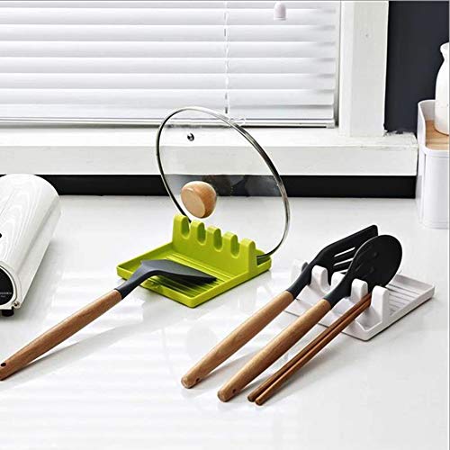 Nuluxi Cuchara Resto del Soporte de Silicona Soporte de Cuchara Cocina Silicona Utensilio de Cocina Resto Cuchara Utensilio de Descanso Soporte de Utensilios Titulares para Cuchara y Espátula-2 Piezas
