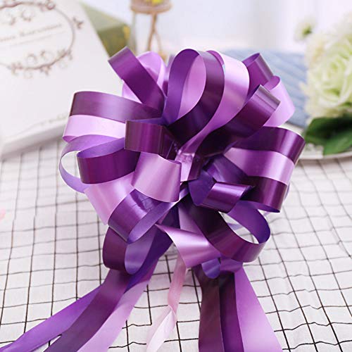 Nuluxi Lazos de Boda Coche con Cinta Lazos de Regalo para Montar de Boda Lazos Regalos Grandes para Coche Boda para Arreglos Florales Cestas Coches de Boda Decoraciones de Fiesta-10 Piezas (Púrpura)