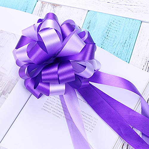 Nuluxi Lazos de Boda Coche con Cinta Lazos de Regalo para Montar de Boda Lazos Regalos Grandes para Coche Boda para Arreglos Florales Cestas Coches de Boda Decoraciones de Fiesta-10 Piezas (Púrpura)