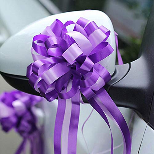 Nuluxi Lazos de Boda Coche con Cinta Lazos de Regalo para Montar de Boda Lazos Regalos Grandes para Coche Boda para Arreglos Florales Cestas Coches de Boda Decoraciones de Fiesta-10 Piezas (Púrpura)