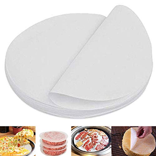 Nuluxi Papel de Hornear a Prueba de Grasa Redondo Círculos de Pergamino para Hornear Blanco Papel de Barbacoa Hojas de Hornear Saludable y Conveniente Perfecto para Parrilla,Línea y Cocinar(120 Hojas)