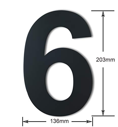 Número de casa moderno cepillado, 205 mm de altura, hecho de acero inoxidable 304 sólido, chapado en negro (Número 6/9 Seis/Nueve)
