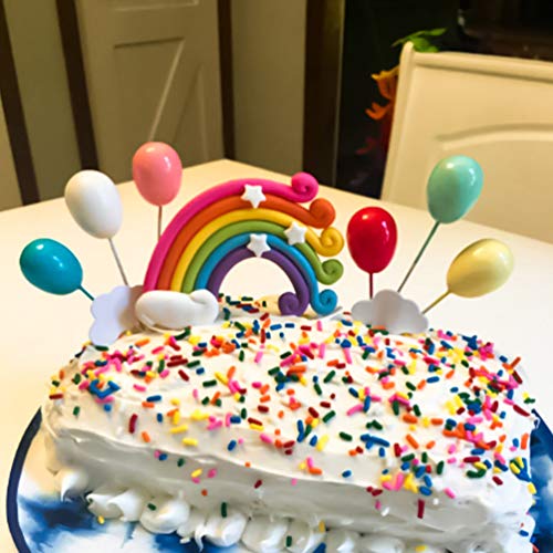 NUOBESTY 24 Piezas Arcoíris Cupcake Toppers Globo Nube Anillo de Diamantes Selecciones de Pastel de Papel Palitos de Postre para Niños Cumpleaños Decoraciones para Fiestas de Bodas