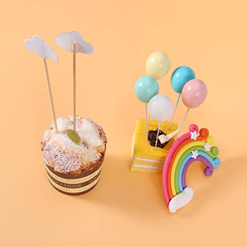NUOBESTY 24 Piezas Arcoíris Cupcake Toppers Globo Nube Anillo de Diamantes Selecciones de Pastel de Papel Palitos de Postre para Niños Cumpleaños Decoraciones para Fiestas de Bodas