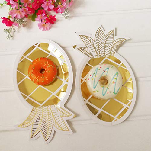 NUOBESTY 8Pcs Platos de Piña Vajilla Desechable Set Platos de Papel de Fiesta para Verano Tropical Hawaiano Luau Fiesta Boda Cumpleaños Fiesta Suministros