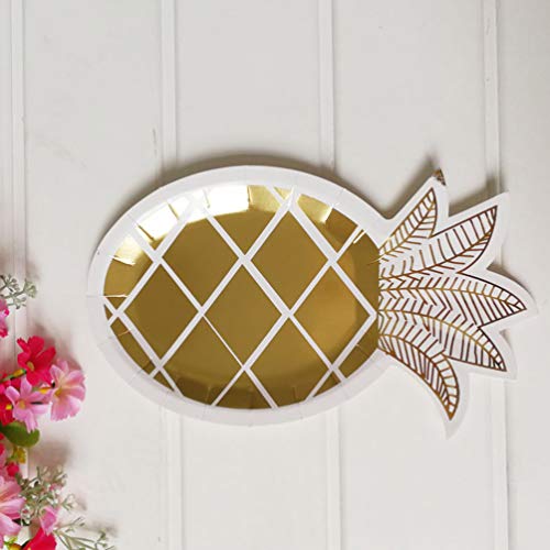 NUOBESTY 8Pcs Platos de Piña Vajilla Desechable Set Platos de Papel de Fiesta para Verano Tropical Hawaiano Luau Fiesta Boda Cumpleaños Fiesta Suministros