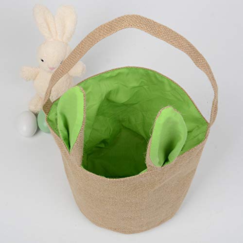 NUOBESTY Bolsas de Regalo de Oreja de Conejo 1Pc Oreja de Conejo Pascua Bolsas de Regalo de Arpillera de Yute Bolsas Bolsa de Dulces Cesta de Yute Bolso de Regalo - Verde 20X20x22cm