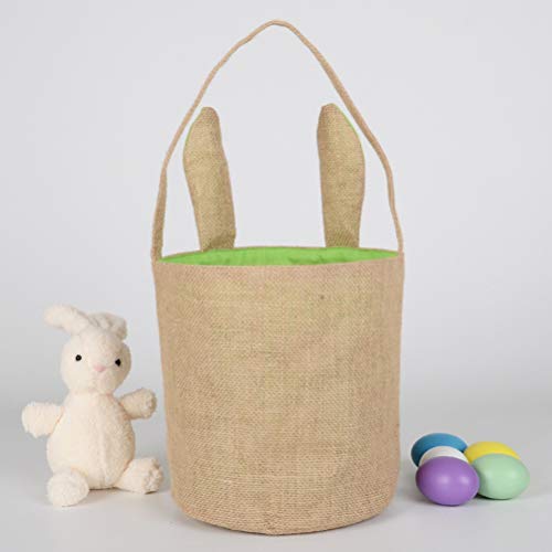 NUOBESTY Bolsas de Regalo de Oreja de Conejo 1Pc Oreja de Conejo Pascua Bolsas de Regalo de Arpillera de Yute Bolsas Bolsa de Dulces Cesta de Yute Bolso de Regalo - Verde 20X20x22cm