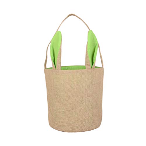 NUOBESTY Bolsas de Regalo de Oreja de Conejo 1Pc Oreja de Conejo Pascua Bolsas de Regalo de Arpillera de Yute Bolsas Bolsa de Dulces Cesta de Yute Bolso de Regalo - Verde 20X20x22cm