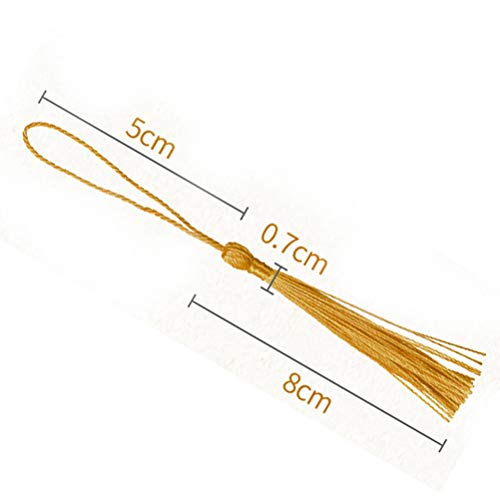 Nuoshen borlas doradas, 100 borlas doradas, borlas doradas, borlas de hilo sedoso, borlas con bucles para manualidades hechas a mano
