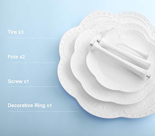 Nuovoware Soporte de 3 Niveles para Postal, Soporte Redondo de Plastico para Frutas Postres y Caramelo, Soporte de Árbol para La Fiesta de Boda y Cumpleaño - Blanco Blanco