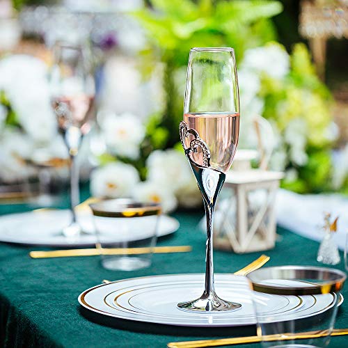 Nuptio 1 Juego (2 Piezas) De Copas De Champán De Alta Gama, Copa para Boda/Fiesta, Copa De Vino Tinto Creativo, Boda (Plata, Estilo 1)