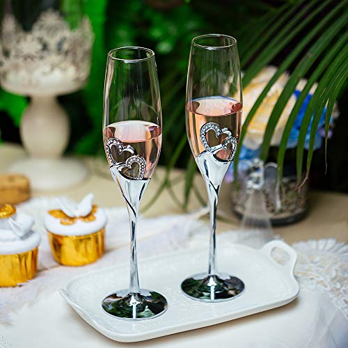 Nuptio 1 Juego (2 Piezas) De Copas De Champán De Alta Gama, Copa para Boda/Fiesta, Copa De Vino Tinto Creativo, Boda (Plata, Estilo 1)