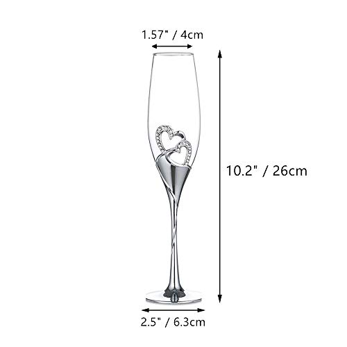 Nuptio 1 Juego (2 Piezas) De Copas De Champán De Alta Gama, Copa para Boda/Fiesta, Copa De Vino Tinto Creativo, Boda (Plata, Estilo 1)