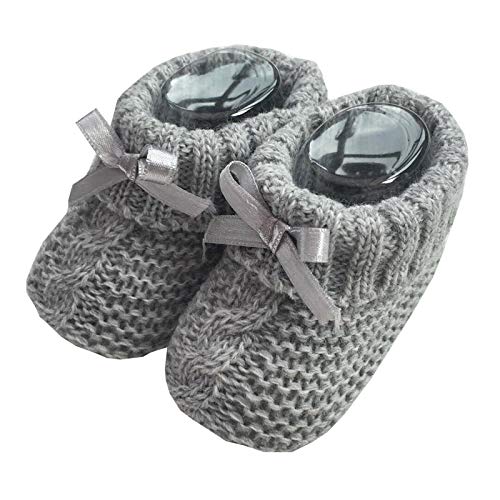 Nursery Time 116-354 - Botas de punto para recién nacidos con lazo, color Gris, talla 0-3 meses
