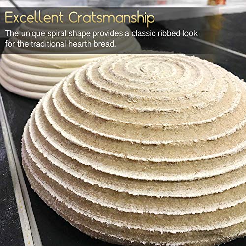 NUTRIUPS Canasta de Pan de Banneton Ovalada de 25 cm, A Prueba de Masa Agria, Tazón de Ratán de Masa con Revestimiento de Tela, Raspador, Cojo y Cepillo - Canasta Natural para Panadero Casero (25 cm)