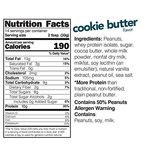 Nuts 'N More Mantequilla De Galleta Para Untar De Maní, Merienda Saludable De Mantequilla De Nueces Con Alto Contenido De Proteínas Naturales, Frasco De 16 Oz ||1 Libra (Paquete De 1)