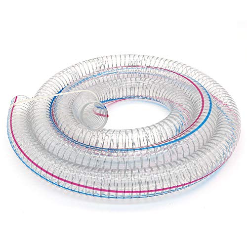 NUZAMAS Ø 25 mm x 4 mm, extra grueso, 2 metros, manguera flexible transparente transparente de hélice de alambre de acero de PVC adecuada para la bomba de aceite, utilizada para aire