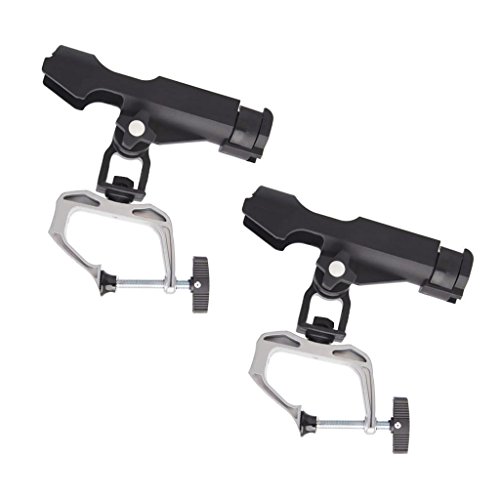 nuzamas Juego de 2 cañas de pesca soporte ajustable 360 grados giratoria raíles laterales G abrazadera de barra 0 – 5 cm Kayak barco de montaje con tornillos