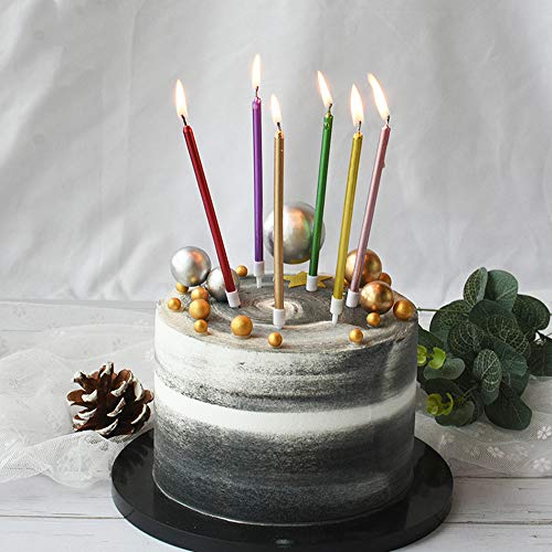 NvWang Velas de Tarta de Cumpleaños,Metálico Velas de Tarta 36 Piezas Delgadas Largas Velas para La Boda Fiesta de Cumpleaños Aniversario de La Despedida de Soltera del Bebé,Muticolour