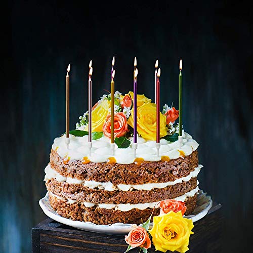 NvWang Velas de Tarta de Cumpleaños,Metálico Velas de Tarta 36 Piezas Delgadas Largas Velas para La Boda Fiesta de Cumpleaños Aniversario de La Despedida de Soltera del Bebé,Muticolour