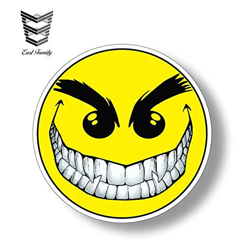 N/X YDBDB Evil Smiley Happy Face calcomanía de vinilo para coche, camión, portátil, ventana trasera de cristal, taquilla, tableta, computadora