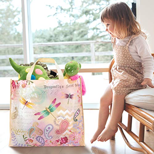 NymphFable 6 Pcs Bolsa Compra Reutilizables Jardín de Libélulas Bolsas para Comestibles Impermeable Ecológicas Plegables Grande