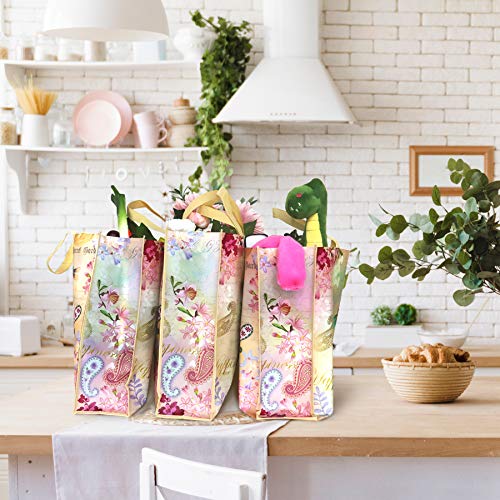 NymphFable 6 Pcs Bolsa Compra Reutilizables Jardín de Libélulas Bolsas para Comestibles Impermeable Ecológicas Plegables Grande