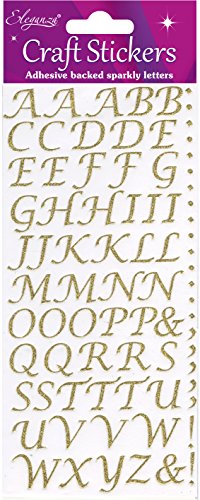 Oaktree Crafts Eleganza diseño Alfabeto Set, Material sintético, Oro nº 65, 24.1 x 9,3 x 0,1 cm
