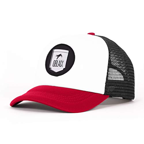 Oblack Gorra Trucker Red Memphis Roja Beisbol Ajustable con Visera Acolchada y Rejilla Negra - Gorras de Hombre