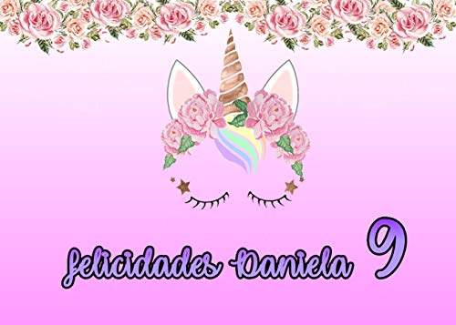 OBLEA de Unicornio Personalizada con Nombre y Edad para Pastel o Tarta, Especial para cumpleaños, Medida Rectangular de 28x20cm