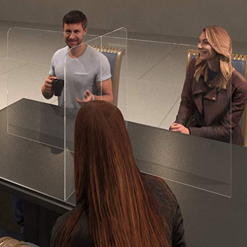 Oceanindw Divisor de Mesa con Protector contra Estornudos para 4 Personas, Divisores de Escritorio de Plástico División de Protección Transparente Prevenir Gotitas y Estornudos 120 × 60 × 60cm