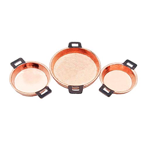 Odoria 1/12 Miniatura 3PZ Sartén Batería/Tartera Cocina Accesorio para Casa de Muñecas