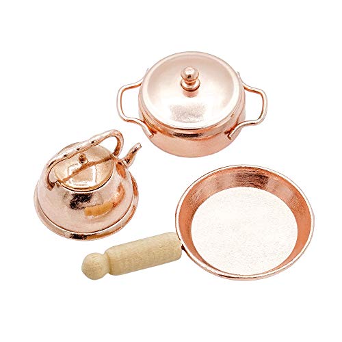 Odoria 1/12 Miniatura Sartén Cacerola Tetera Cocina Accesorio para Casa de Muñecas