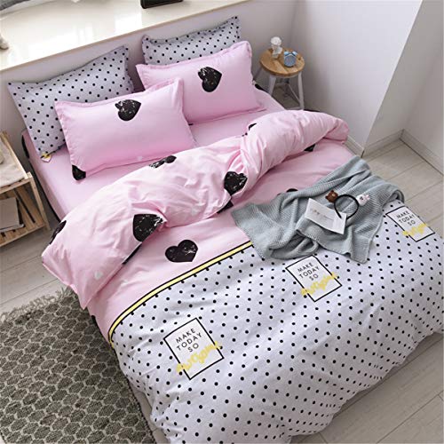 Odot Juego de Ropa de Cama de 3 Piezas, Amor Corazon Impresión Microfibra Cómodo Juego de Fundas de Edredón con 1 Funda Nórdica y 2 Funda de Almohada Familiar y Niños (Cama 90-150x200cm,Lunares)