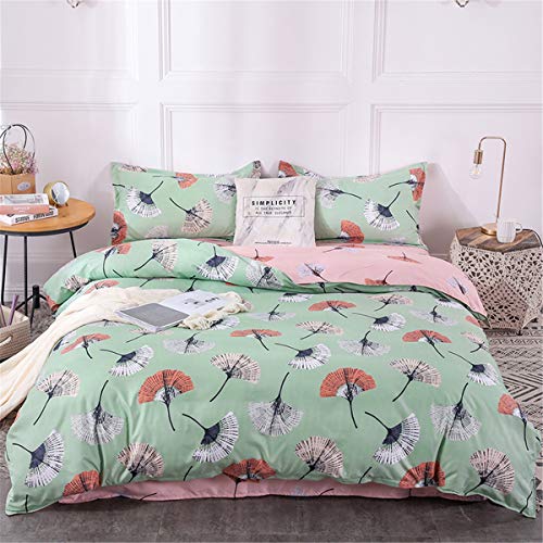 Odot Juego de Ropa de Cama de 3 Piezas, Diente de león Microfibra Cómodo Juego de Fundas de Edredón con Funda Nórdica y Funda de Almohada para Familiar y Niños (Cama 150/160-220x240cm,Verde Rosa)