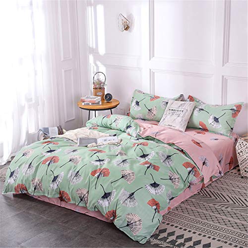 Odot Juego de Ropa de Cama de 3 Piezas, Diente de león Microfibra Cómodo Juego de Fundas de Edredón con Funda Nórdica y Funda de Almohada para Familiar y Niños (Cama 150/160-220x240cm,Verde Rosa)