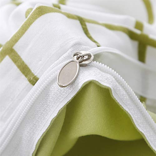 Odot Juego de Ropa de Cama de 3 Piezas, Microfibra Sencillo Cómodo Juego de Fundas de Edredón con 1 Funda Nórdica y 2 Funda de Almohada para Familiar y Niños (Cama 135/140-180x220cm,Plaid Verde)