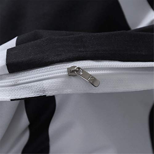 Odot Juego de Ropa de Cama de 3 Piezas, Raya Microfibra Cómodo Juego de Fundas de Edredón con 1 Funda Nórdica y 2 Funda de Almohada para Familiar y Niños (Cama 90-150x200cm,Blanco Negro)