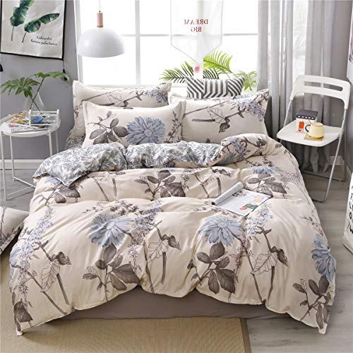 Odot Juego de Ropa de Cama de 3 Piezas, Tropical Microfibra Cómodo Juego de Fundas de Edredón con 1 Funda Nórdica y 2 Funda de Almohada para Familiar y Niños (Cama 150/160-220x240cm,Flor Azul)
