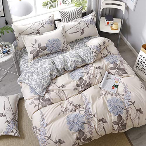 Odot Juego de Ropa de Cama de 3 Piezas, Tropical Microfibra Cómodo Juego de Fundas de Edredón con 1 Funda Nórdica y 2 Funda de Almohada para Familiar y Niños (Cama 150/160-220x240cm,Flor Azul)