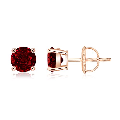 Oferta de Navidad – de julio Birthstone – Cestas de mimbre redondo auténtica Ruby Stud Pendientes para las mujeres