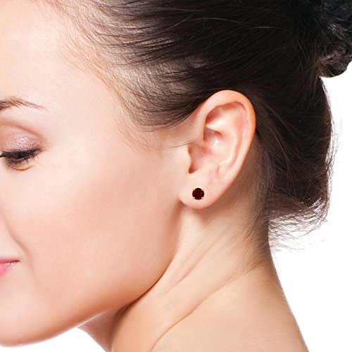 Oferta de Navidad – de julio Birthstone – Cestas de mimbre redondo auténtica Ruby Stud Pendientes para las mujeres