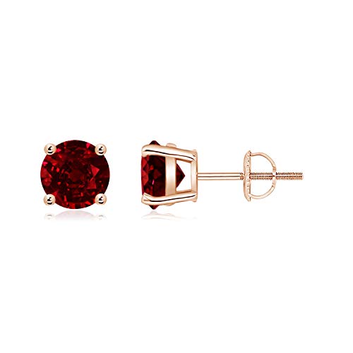 Oferta de Navidad – de julio Birthstone – Cestas de mimbre redondo auténtica Ruby Stud Pendientes para las mujeres