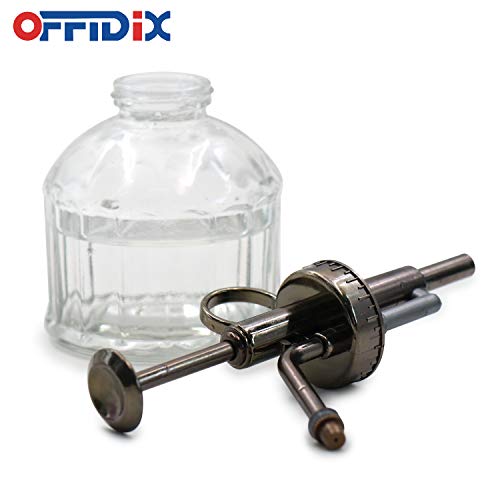 OFFIDIX Botella de Spray de riego de Vidrio Transparente, Niebla Vegetal con Bomba Superior de plástico de Bronce Regadera de Flores para regar Plantas pequeñas Dentro del hogar u Oficina