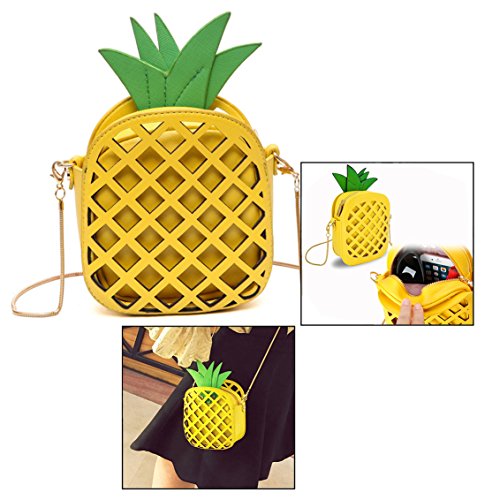 OFKPO Bolsa de Hombro Bolsa de Mensajero, Forma de Piña en Forma de Bolso de Hombro único, Amarillo