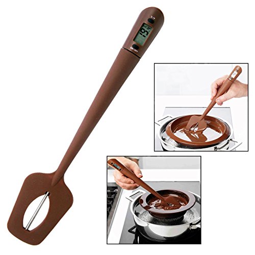 OFKPO Espátula de Silicona de Cocina con Termómetro Digital para Carnes, Chocolate, Leche ect