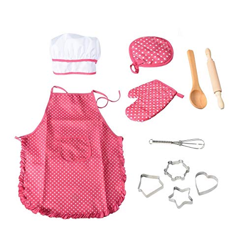 OFKPO Set de 11 Piezas de Juguetes de Chef,Juguetes de Delantal de Cocina para Niñas